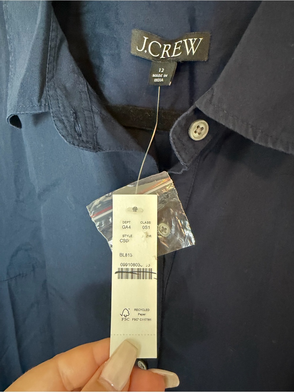 J. Crew A-line Button up Poplin Short-Sleeve Shirt Dress with Embroidered Hem - Picture 6 of 7